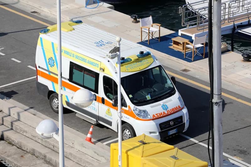 Ambulance parked outside an Italian hospital