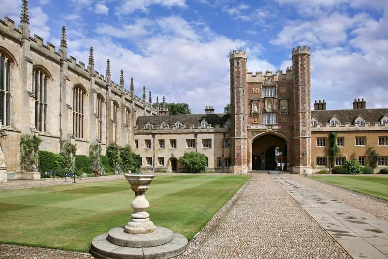 Cobbled courtyard inside a Cambridge college